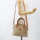 CELINE Two Way Macadam Canvas HandBag Beige Gold