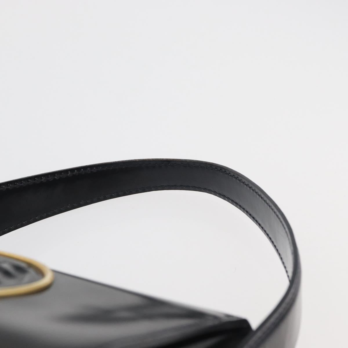 FENDI Hand Bag Leather Black Gold