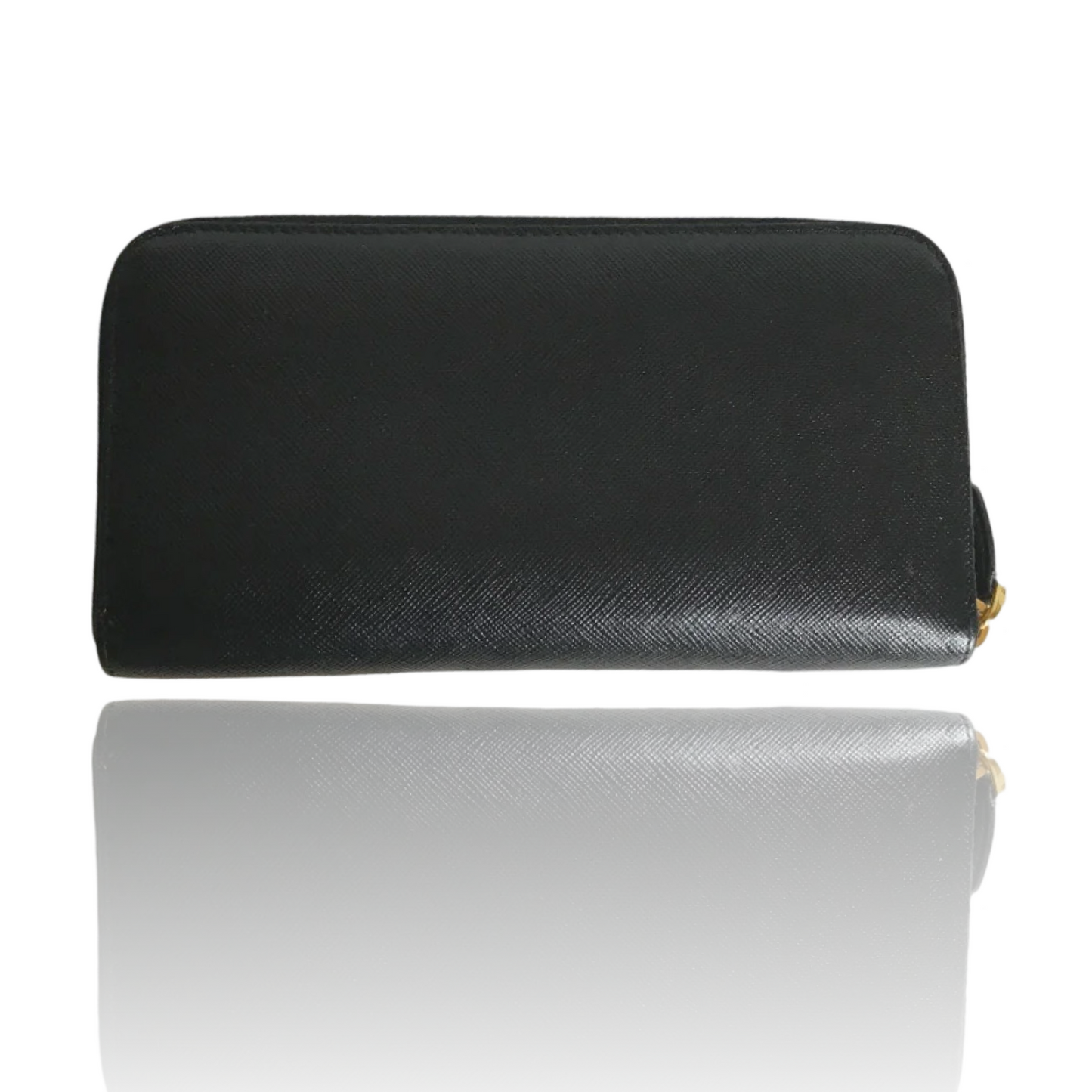 PRADA SAFFIANO ROUND ZIP LONG WALLET BLACK