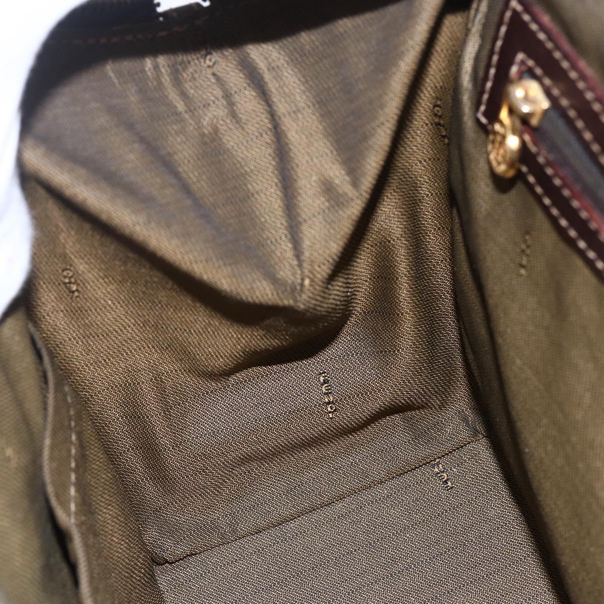 FENDI Zucca Canvas Hand Bag Black Brown Auth