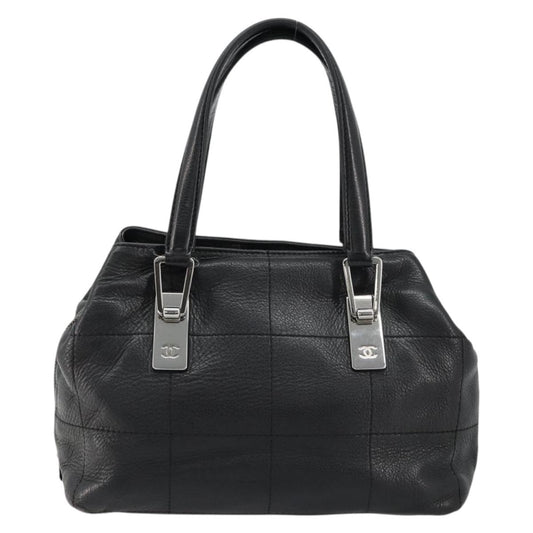 CHANEL Handbag Caviar Skin Black Silver CC
