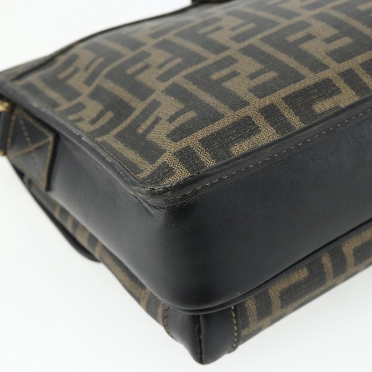 FENDI Zucca Canvas Shoulder Bag Black Brown