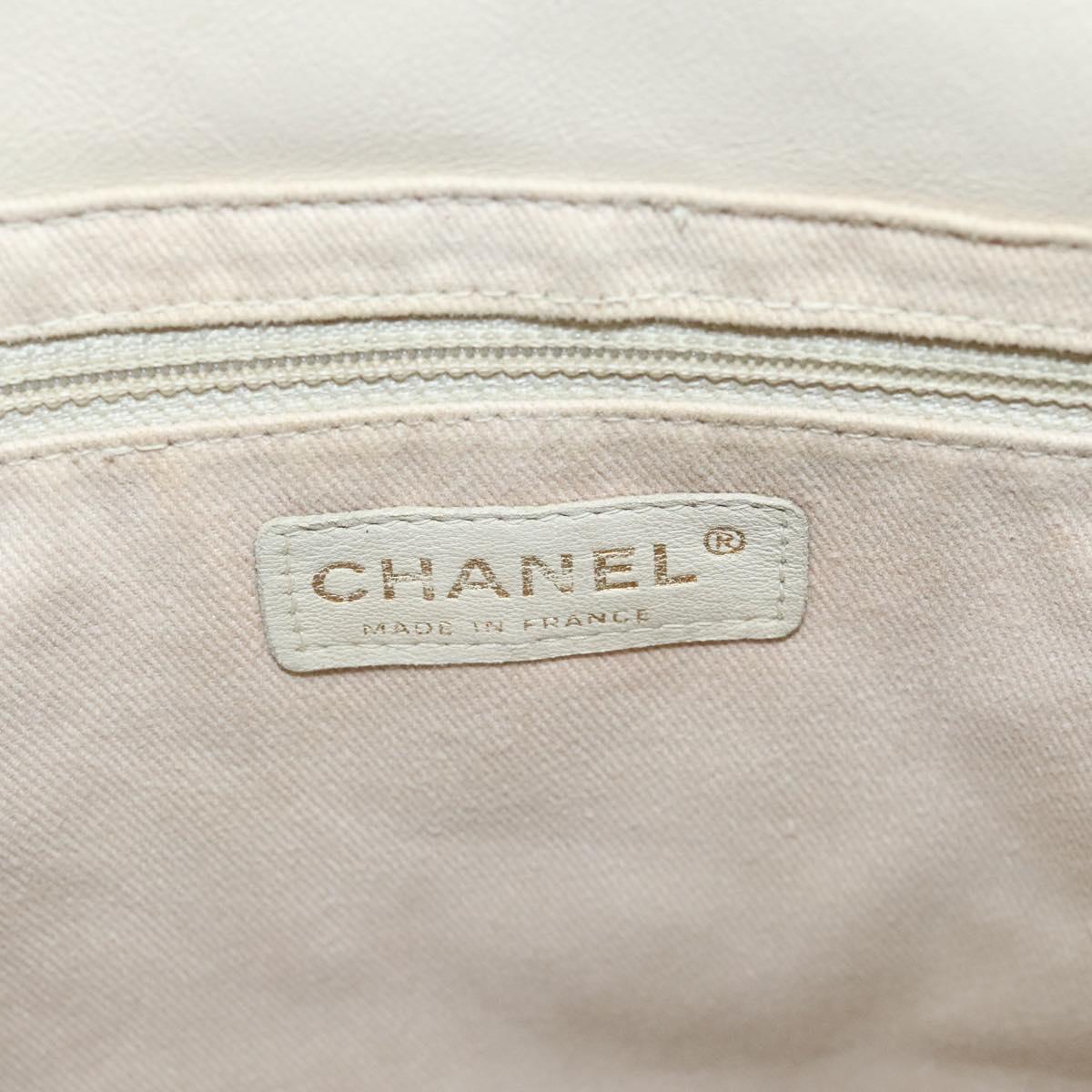 CHANEL Camelia Two Way Shoulder Bag Leather Ivory CC