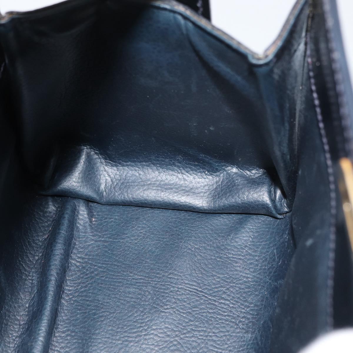 FENDI Hand Bag Leather Black Gold