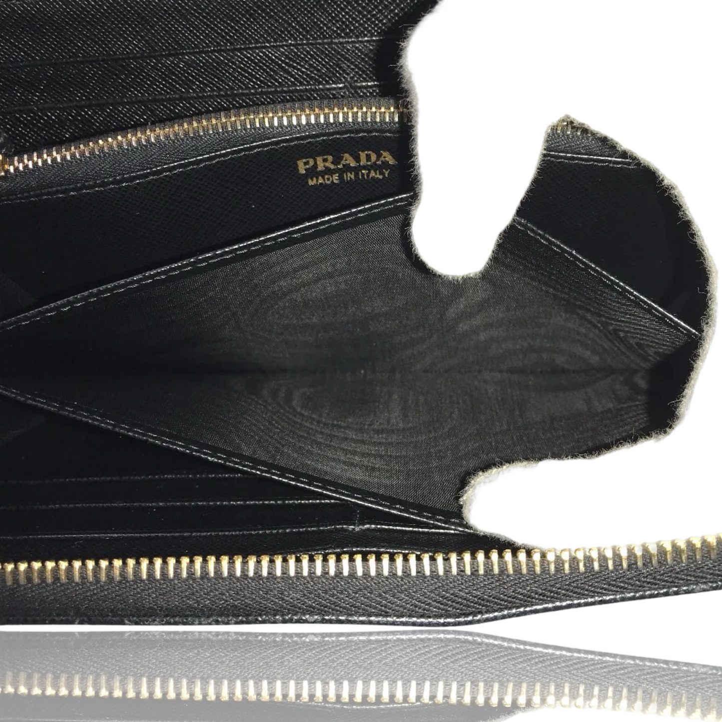 PRADA SAFFIANO ROUND ZIP LONG WALLET GOLD