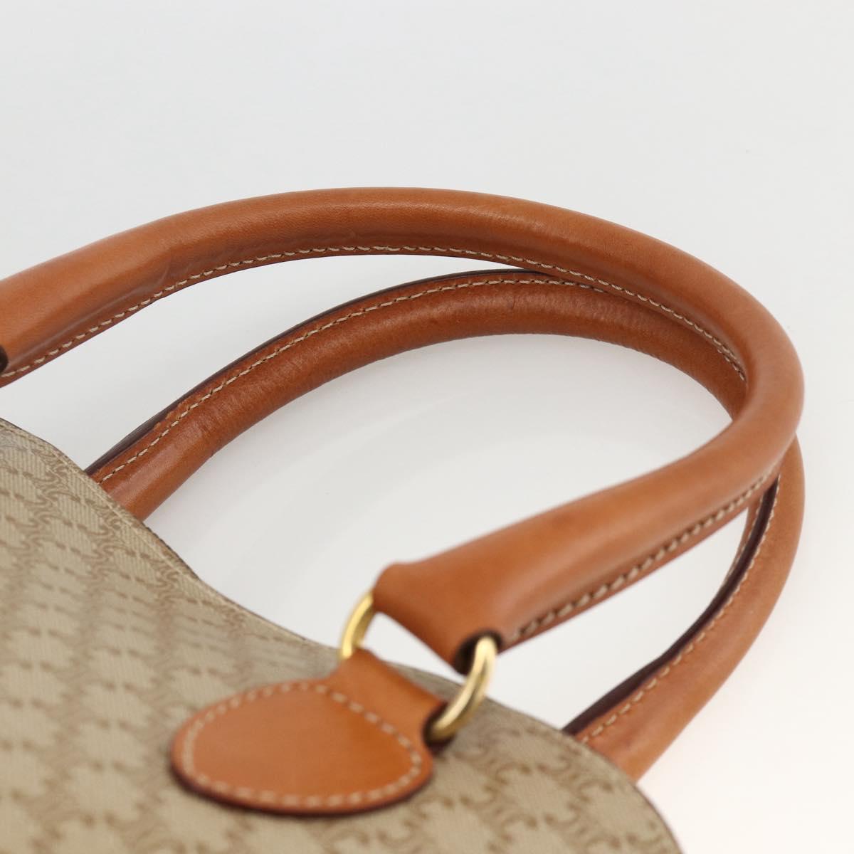 CELINE Two Way Macadam Canvas HandBag Beige Gold