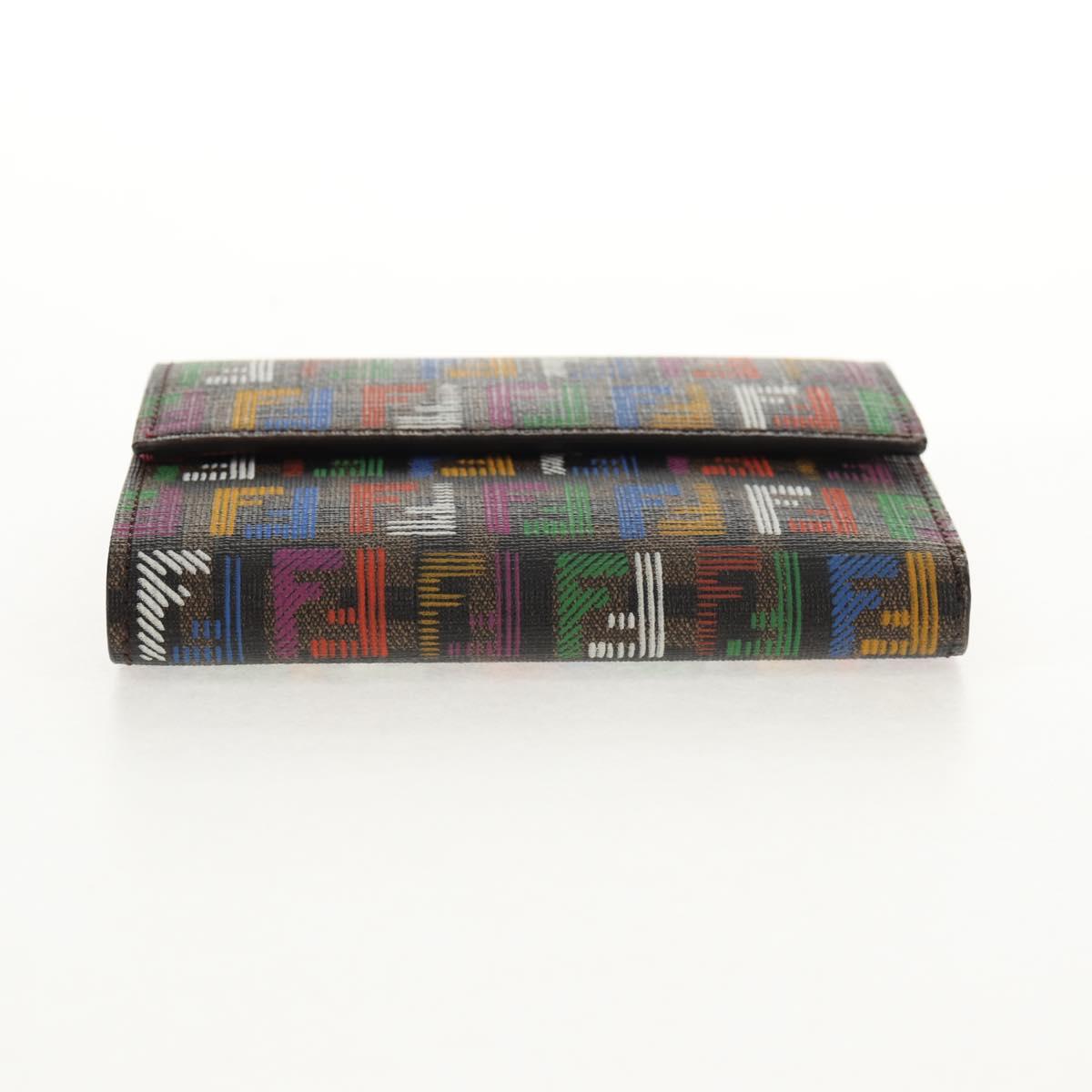 FENDI Zucca Canvas T rifold Wallet Multicolor Gold