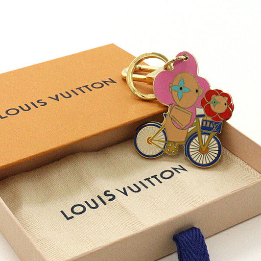 LOUIS VUITTON Bag charm M00871 Gold Plated Enamel multicolor Bag Charm Key Holder Vivienne Vero Christmas Women Used Authentic