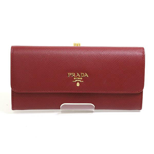 PRADA Long Wallet Purse 1ME306 Safiano leather Red Gamaguchi