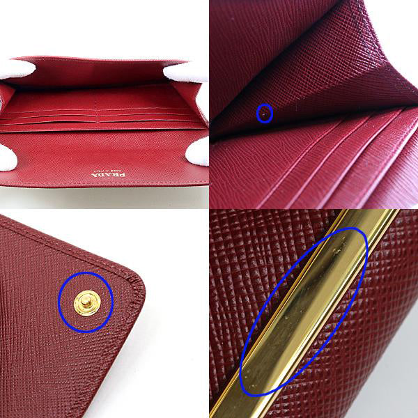 PRADA Long Wallet Purse 1ME306 Safiano leather Red Gamaguchi