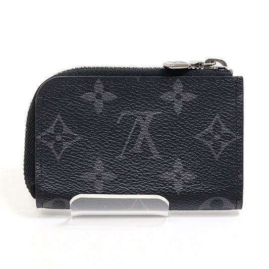 LOUIS VUITTON Coin case M63536 Monogram Eclipse, Leather black Portemonejour mens Used Authentic