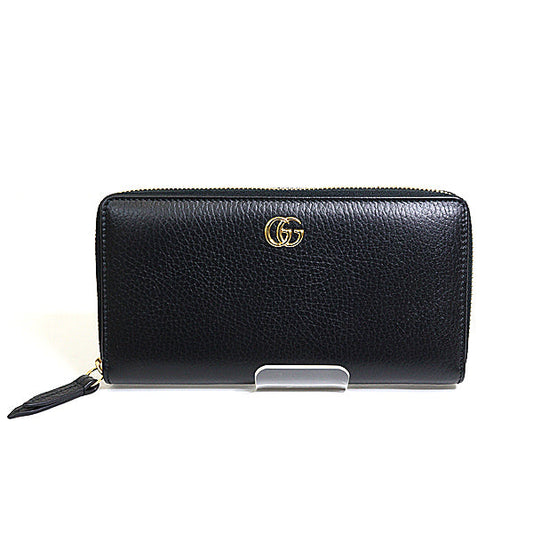GUCCI Long Wallet Purse 456117 leather black Japan exclusive Double G zip around wallet Women Used Authentic