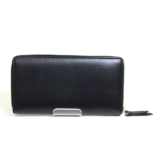 GUCCI Long Wallet Purse 456117 leather black Japan exclusive Double G zip around wallet Women Used Authentic