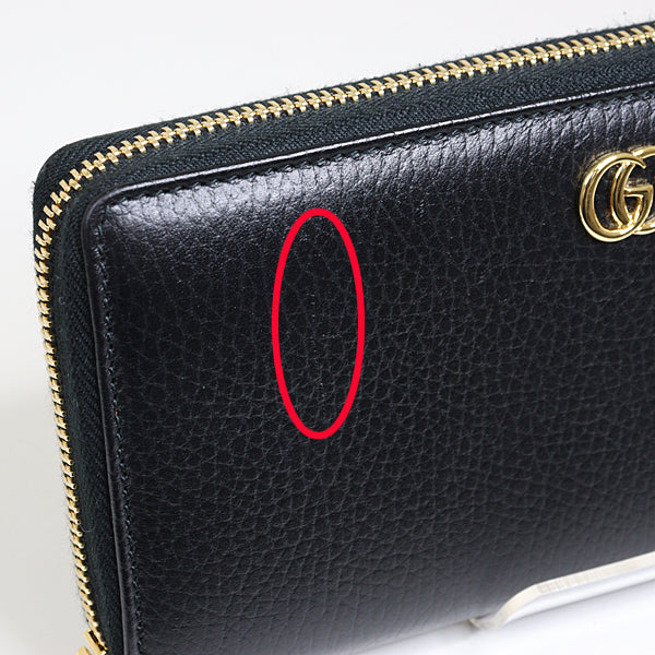 GUCCI Long Wallet Purse 456117 leather black Japan exclusive Double G zip around wallet Women Used Authentic