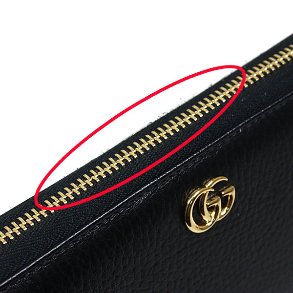 GUCCI Long Wallet Purse 456117 leather black Japan exclusive Double G zip around wallet Women Used Authentic