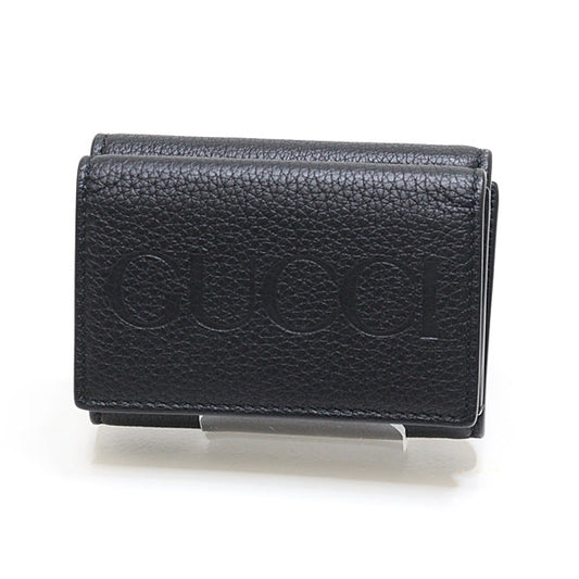 GUCCI Tri-fold wallet 736151 leather black Tri-fold wallet Women Used Authentic