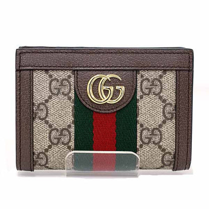 GUCCI Bifold Wallet 813296 GG Supreme canvas, leather beige Ophidia Small Wallet Women Used Authentic