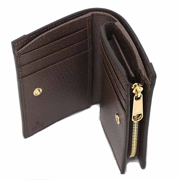 GUCCI Bifold Wallet 813296 GG Supreme canvas, leather beige Ophidia Small Wallet Women Used Authentic