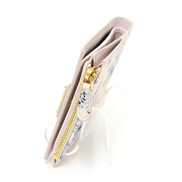 PRADA Bifold Wallet 1ML050 Safiano leather Ivory Flower print Safiano leather Women Used Authentic
