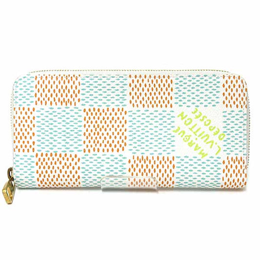 LOUIS VUITTON Long Wallet Purse N40675 Damier canvas white Zippy wallet  Vertical Women Used Authentic