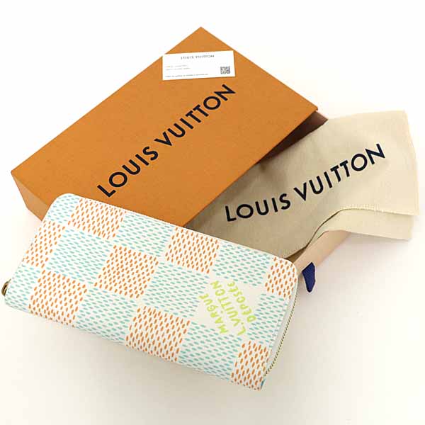 LOUIS VUITTON Long Wallet Purse N40675 Damier canvas white Zippy wallet  Vertical Women Used Authentic