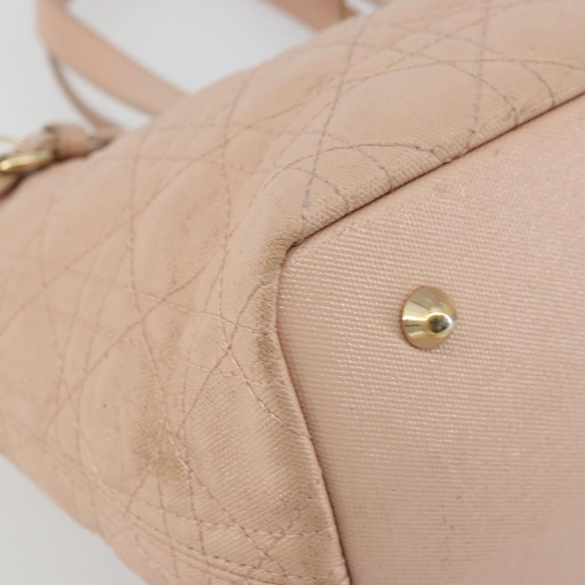 Christian Dior Cannage Panarea Hand Bag Coated Canvas Pink