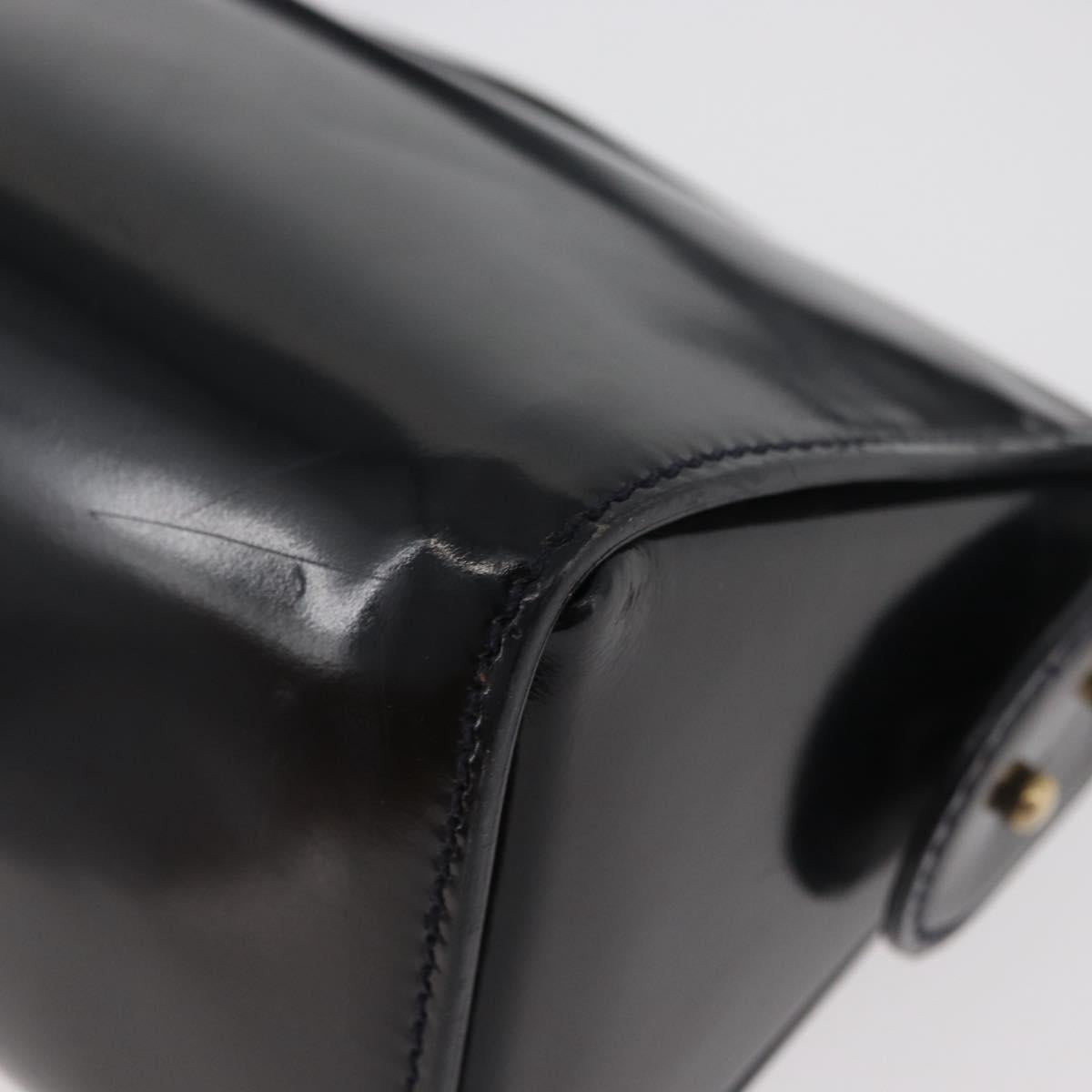 FENDI Hand Bag Leather Black Gold