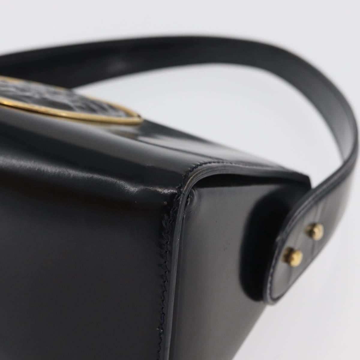 FENDI Hand Bag Leather Black Gold