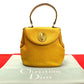DIOR Top Handle Handbag Yellow Leather CD Metal Logo