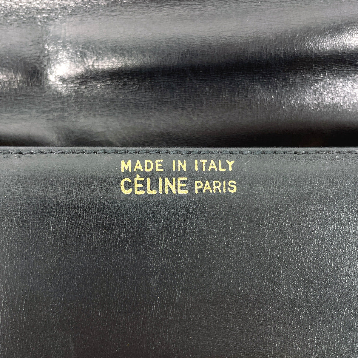 CELINE Shoulder Bag leather black Carriage Metal