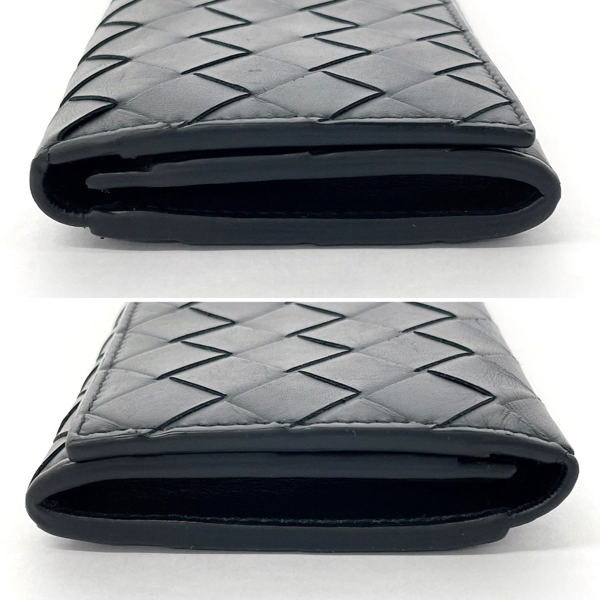 BOTTEGAVENETA Bill Compartment leather black INTRECCIATO mens Used Authentic