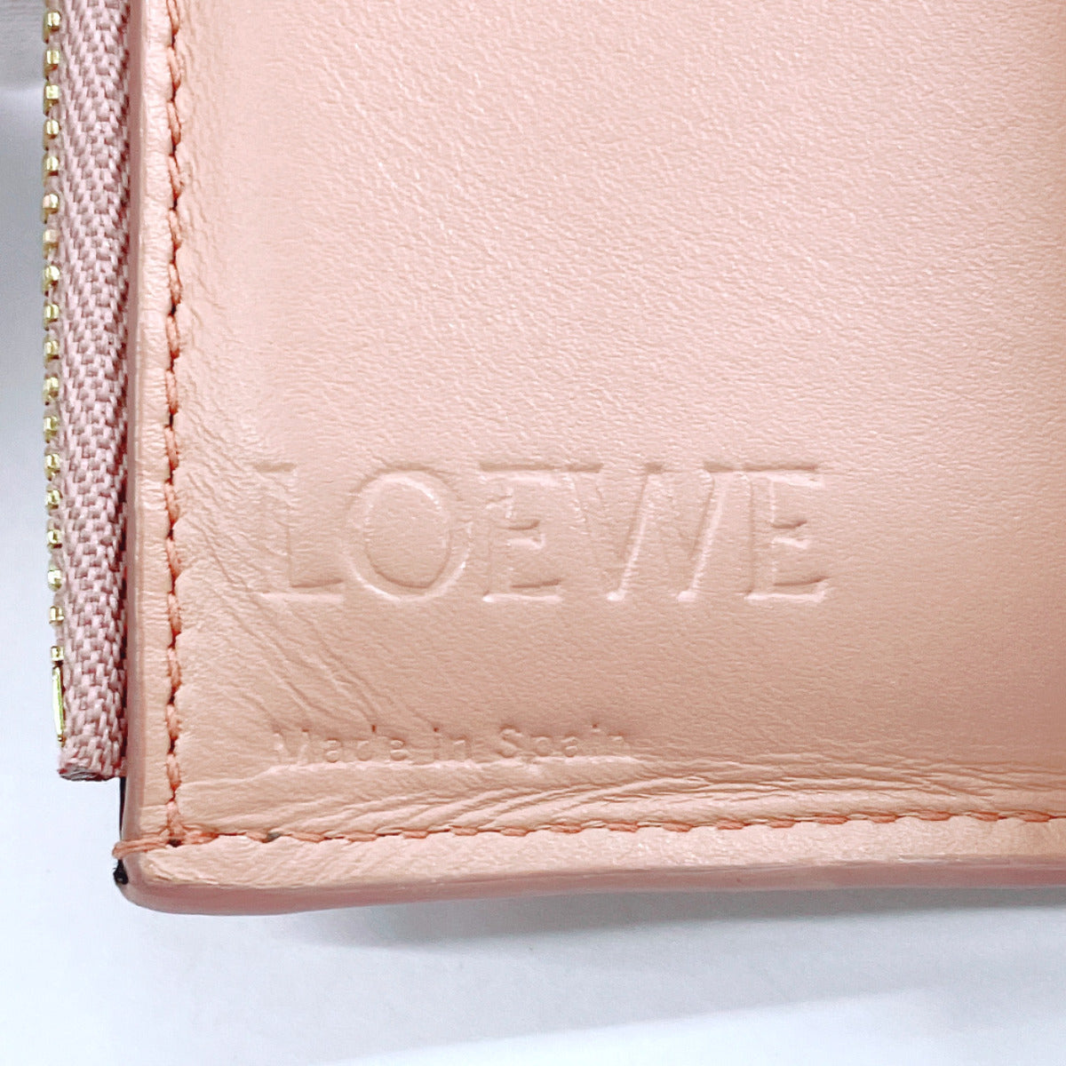 LOEWE Tri-fold wallet leather pink linen Compact wallet