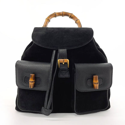 GUCCI Backpack 003・1998 Suede, Leather black Bamboo