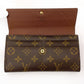 LOUIS VUITTON Long Wallet Purse M61734 Monogram canvas Brown Portefeuille Sarah