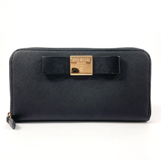 PRADA Long Wallet Purse Safiano leather black