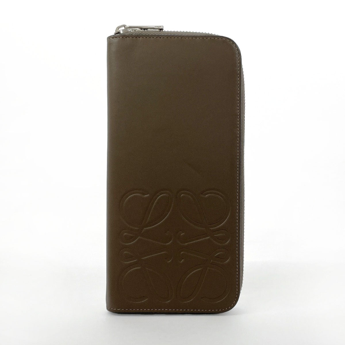 LOEWE Long Wallet Purse leather Brown anagram mens Used Authentic