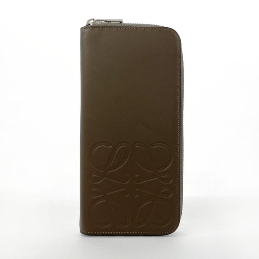 LOEWE Long Wallet Purse leather Brown anagram mens Used Authentic