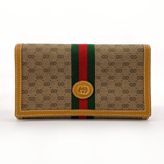 GUCCI Long Wallet Purse 035・150 GG Supreme canvas, leather Brown Sherry line