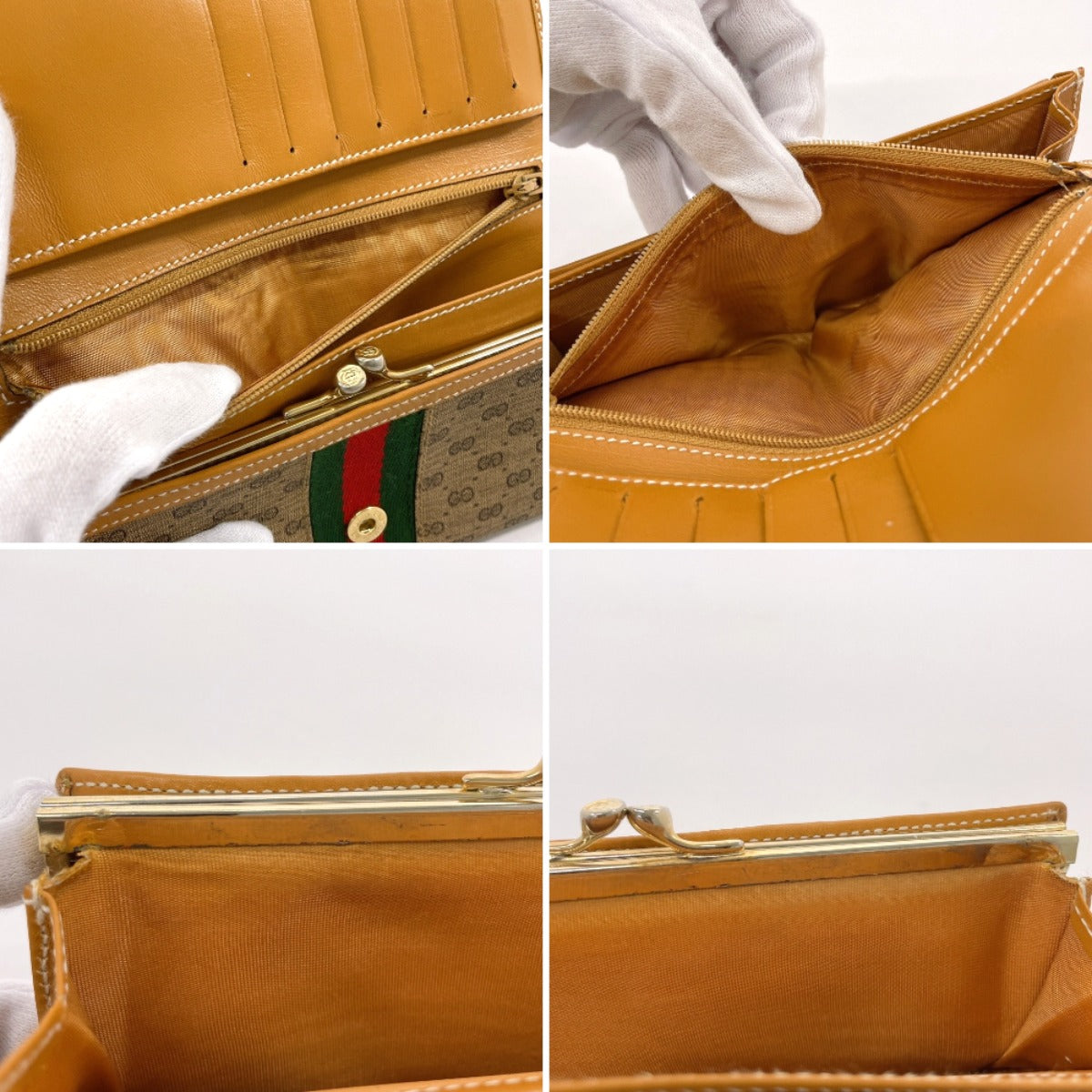 GUCCI Long Wallet Purse 035・150 GG Supreme canvas, leather Brown Sherry line