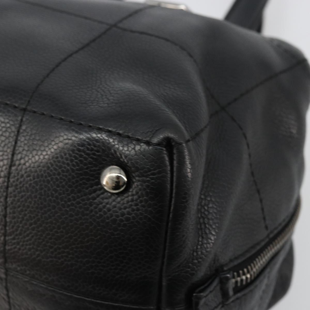CHANEL Handbag Caviar Skin Black Silver CC