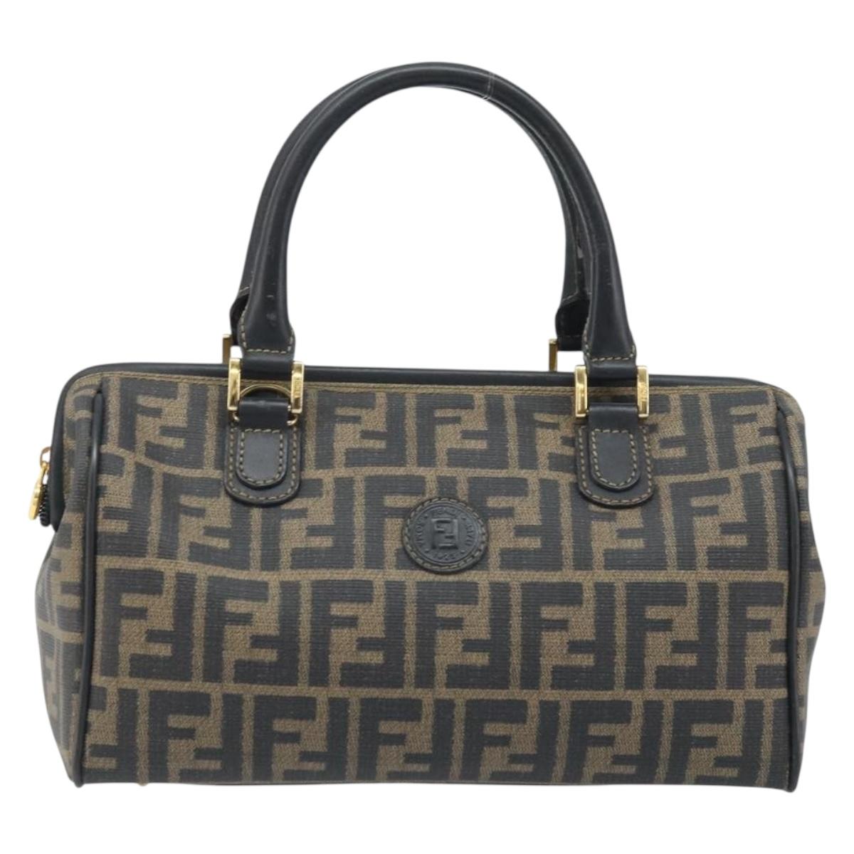 FENDI Zucca Canvas Boston Bag PVC Brown Black