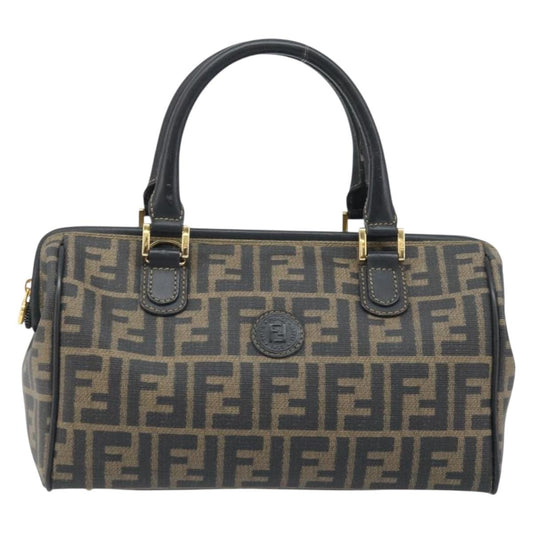 FENDI Zucca Canvas Boston Bag PVC Brown Black