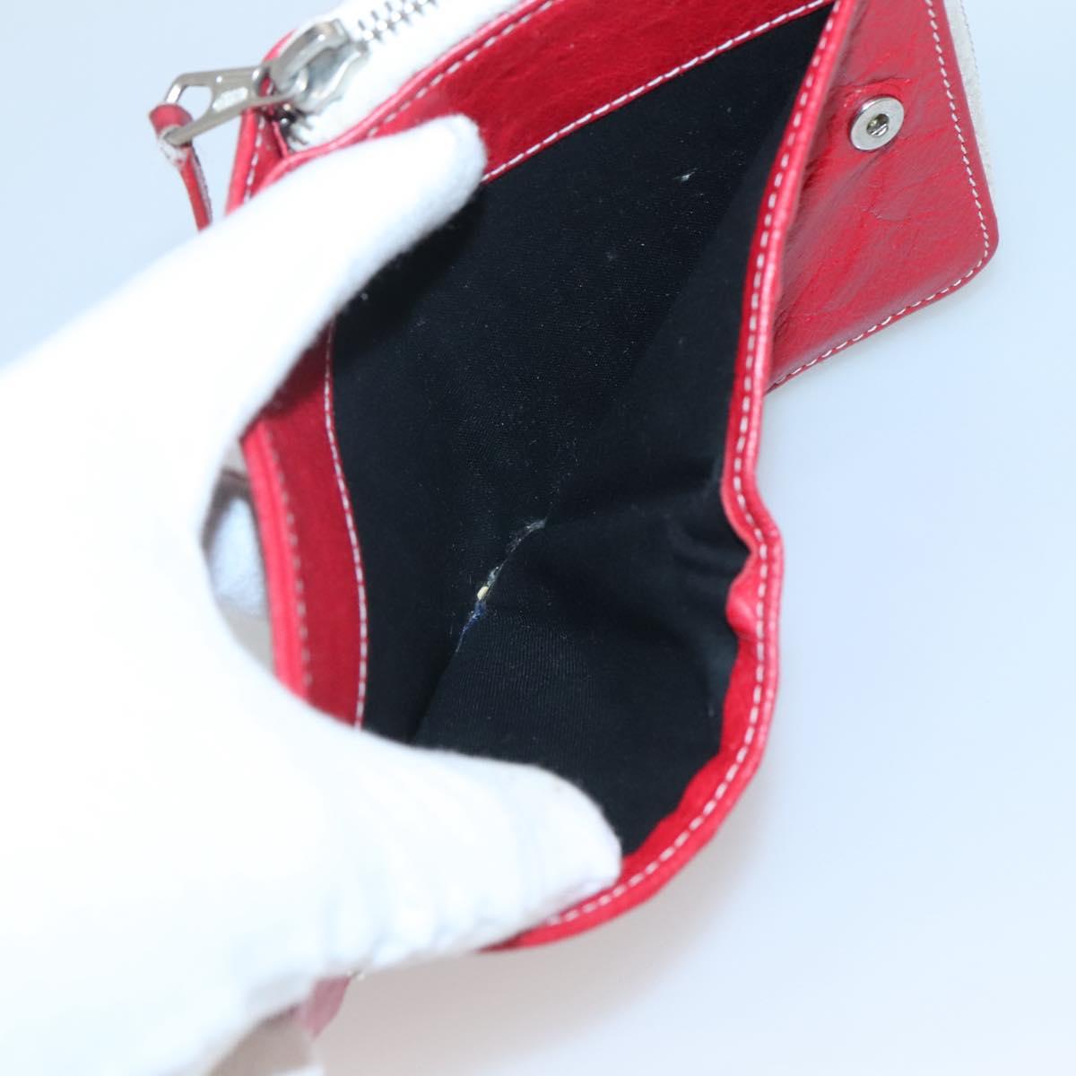 BALENCIAGA Bifold Wallet Leather Multicolor Red Silver