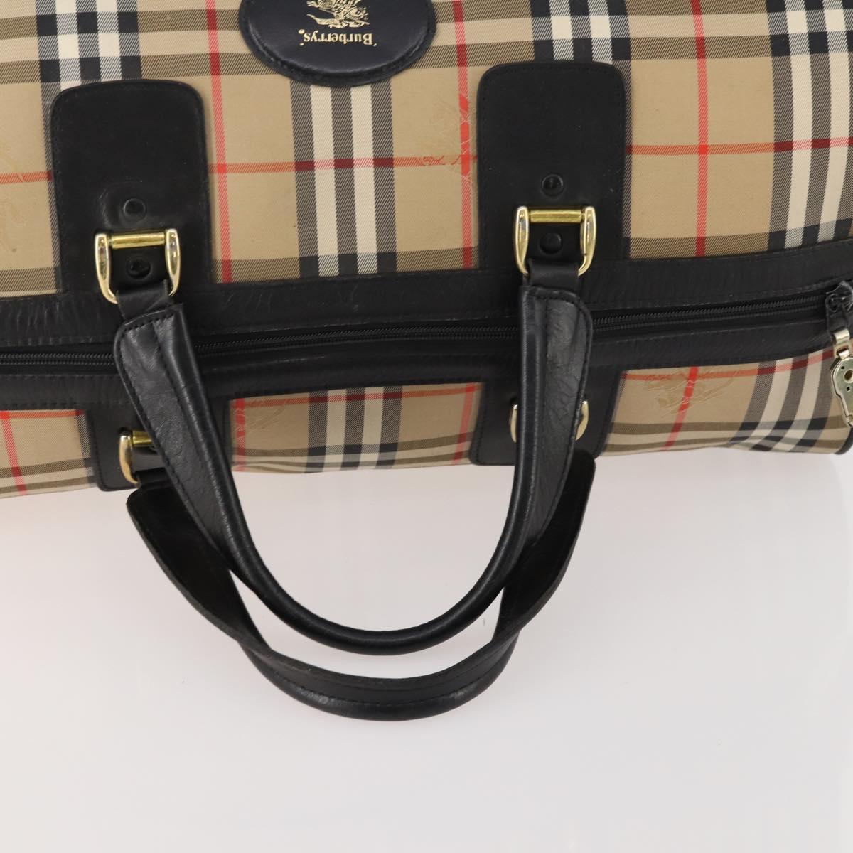 Burberrys Nova Check Boston Bag Canvas Brown Gold