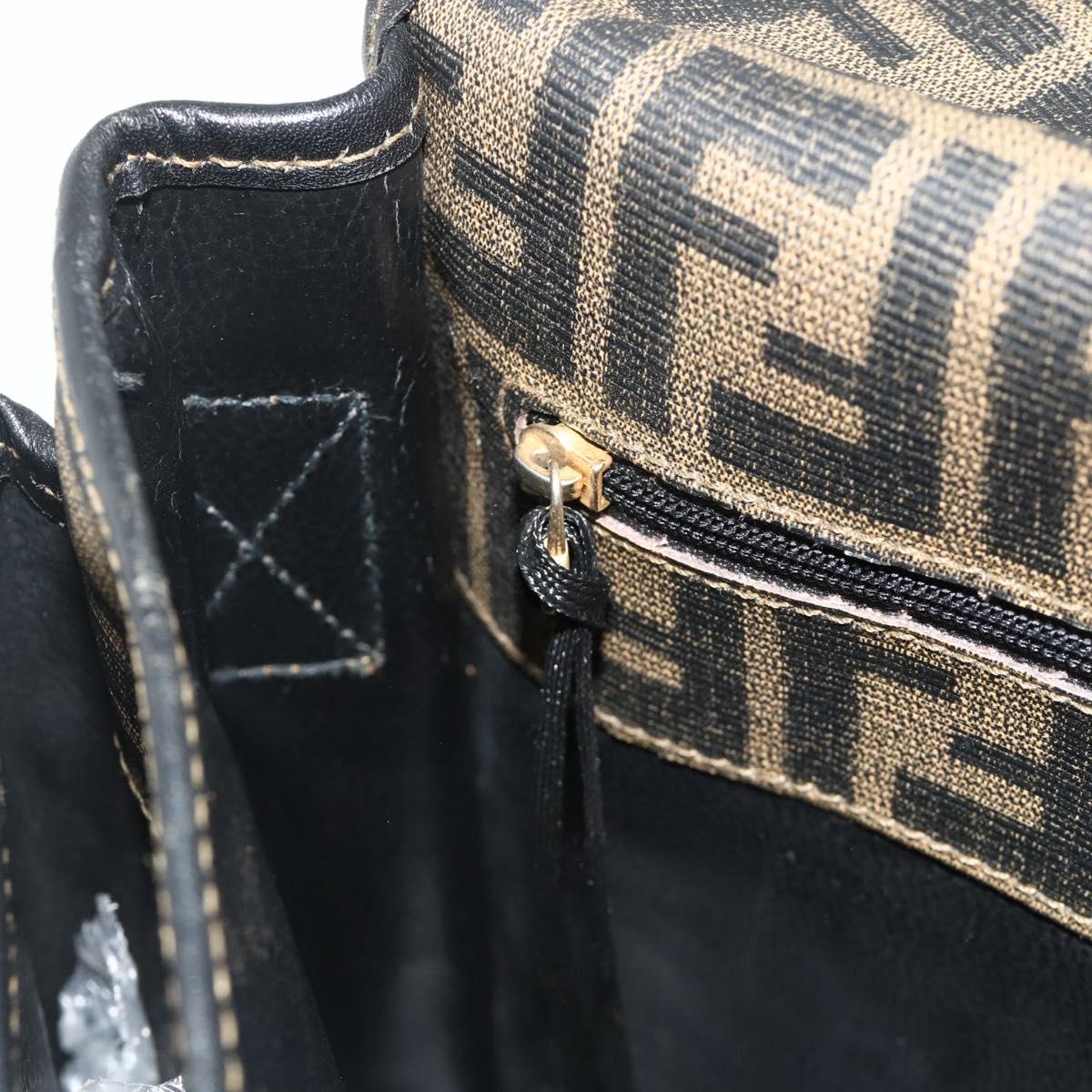 FENDI Zucca Canvas Shoulder Bag Black Brown