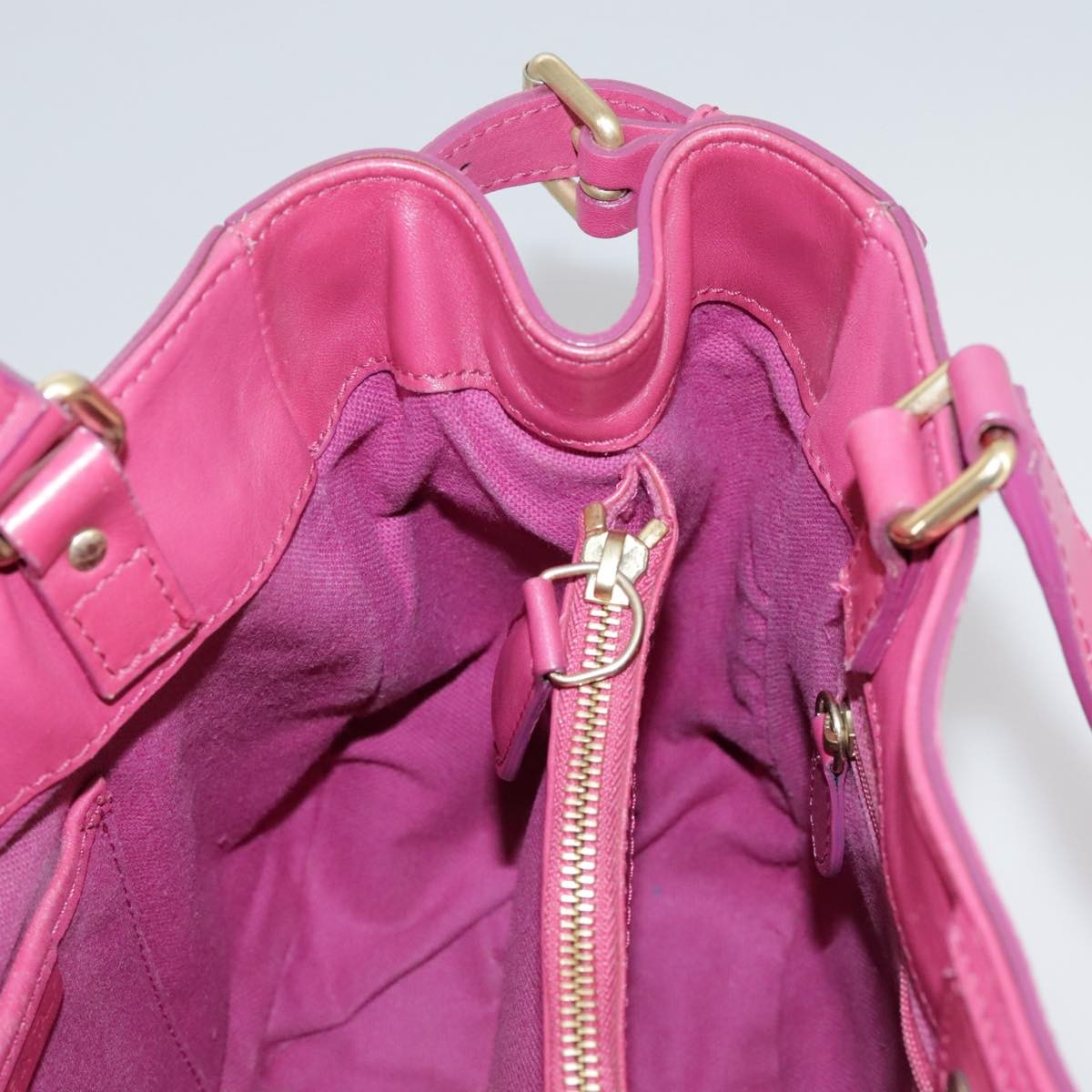 BURBERRY Blue Label Leather Hand Bag Pink Gold