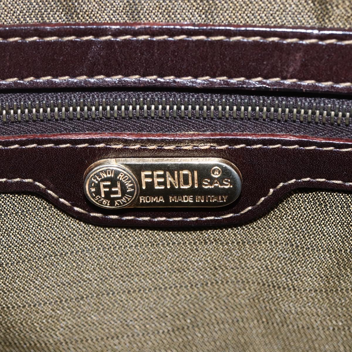 FENDI Zucca Canvas Hand Bag Black Brown Auth