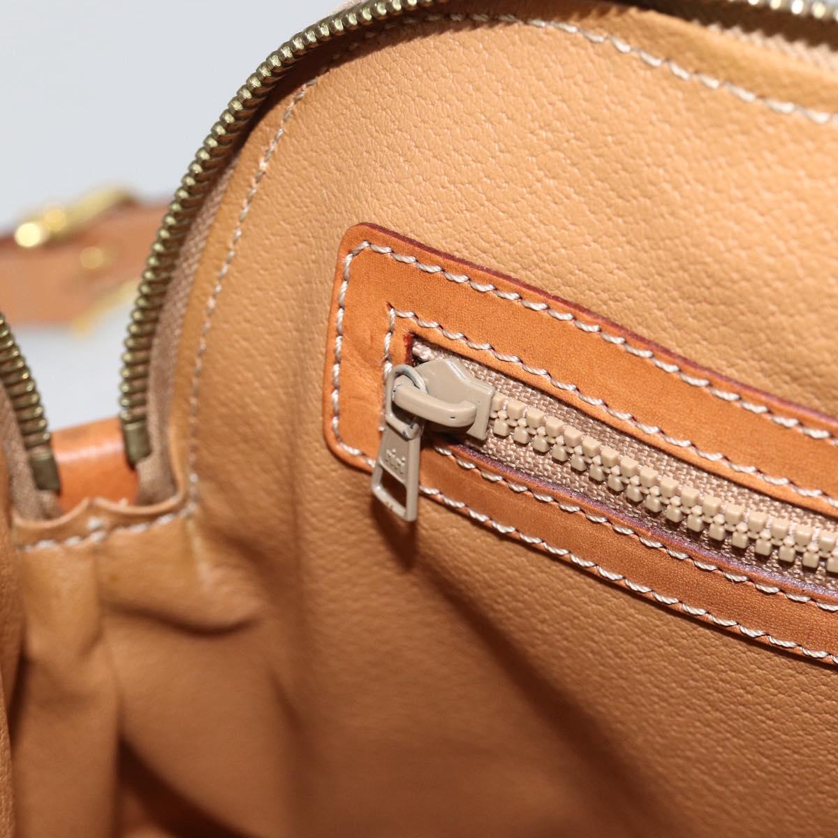 CELINE Two Way Macadam Canvas HandBag Beige Gold