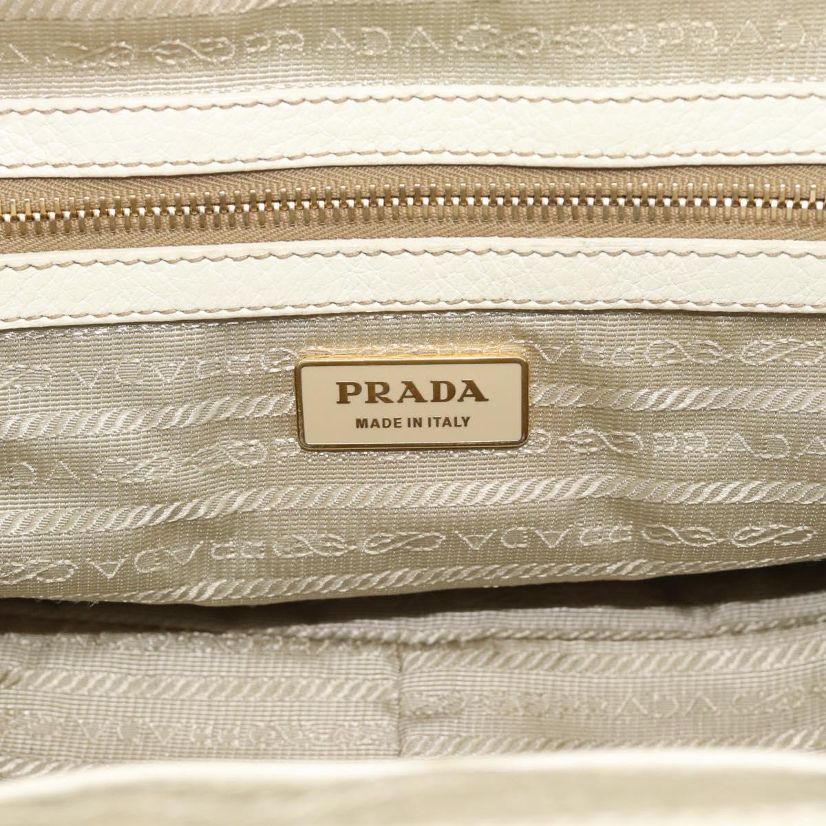 PRADA Hand Bag Vitello Daino Leather White Gold