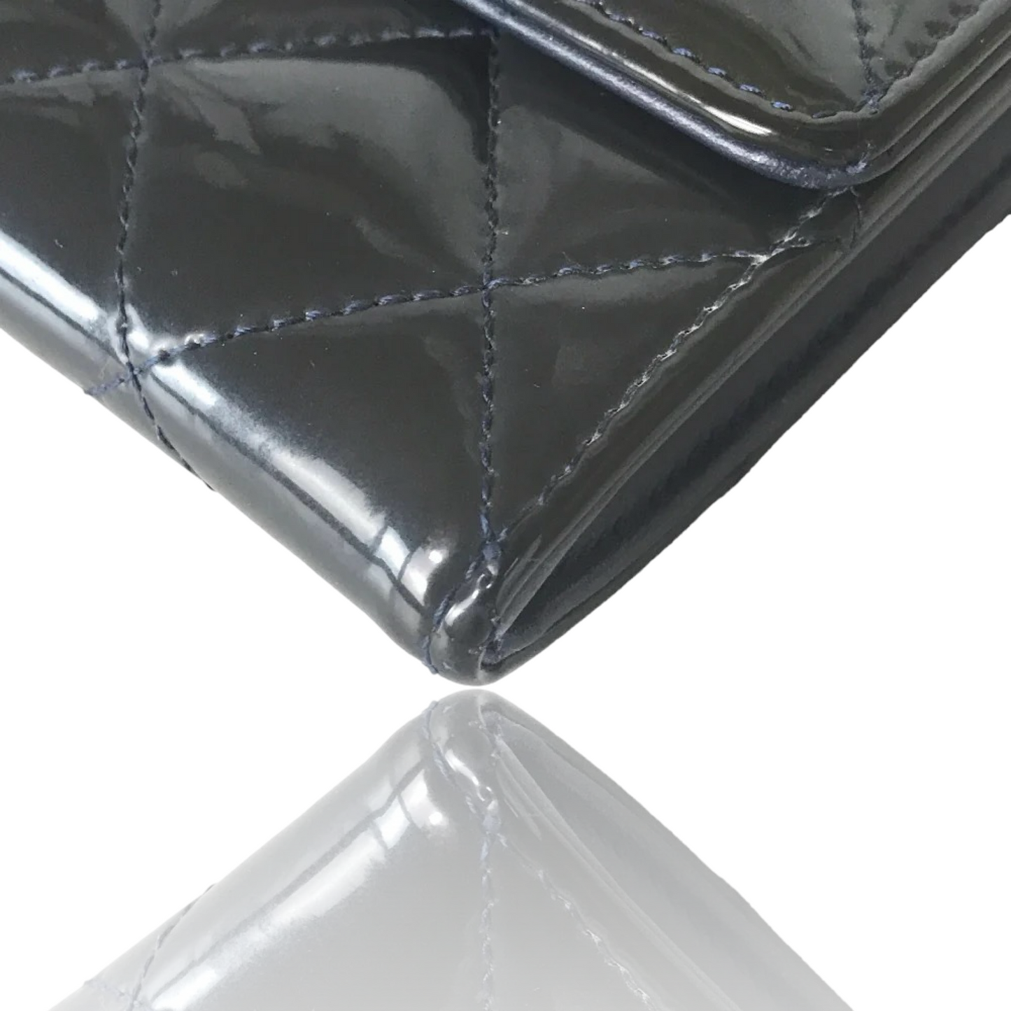 CHANEL PATENT MATELASSE QUILTED WALLET